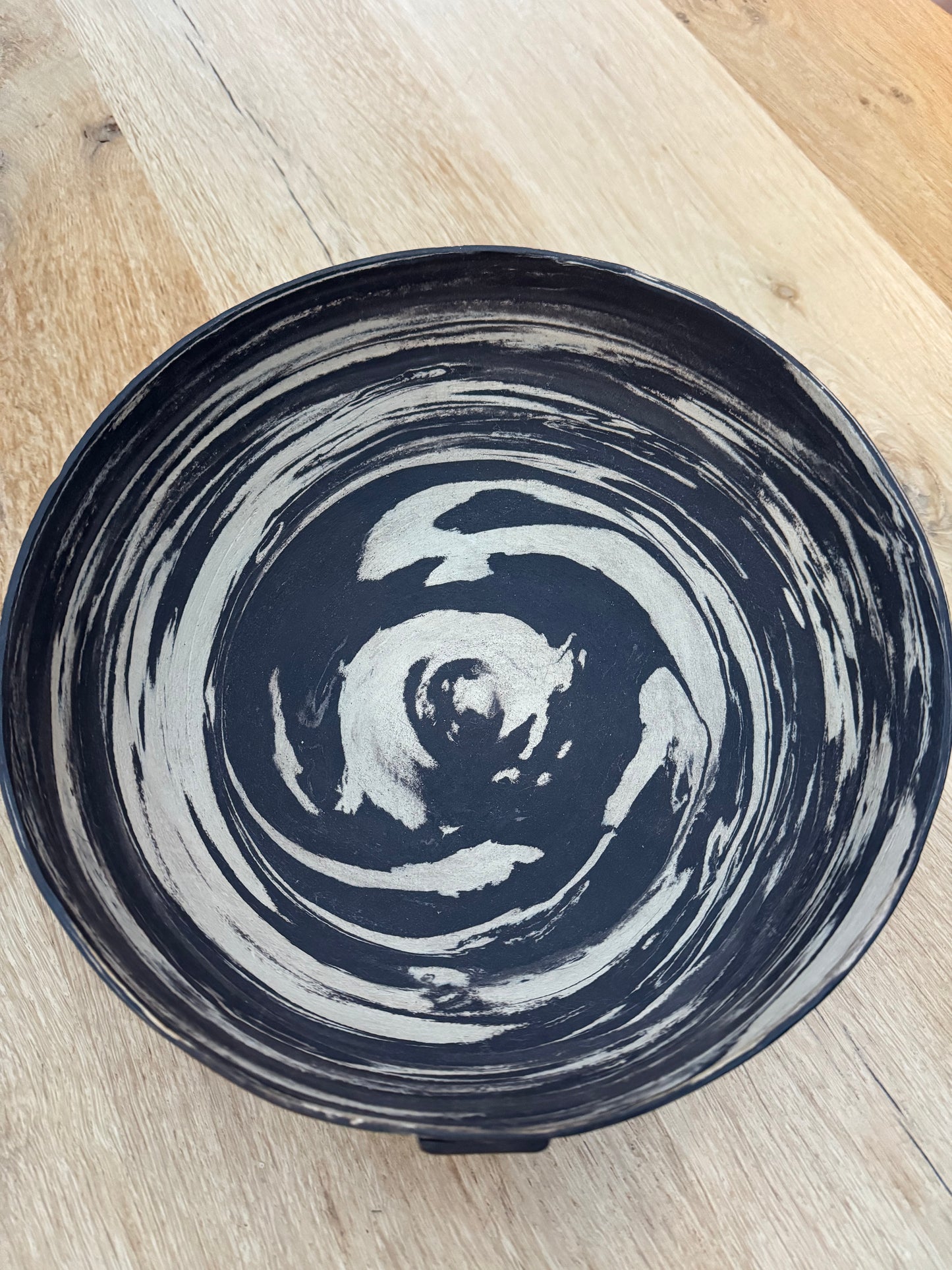 Handgemaakte marmerklei schaal - 28 cm