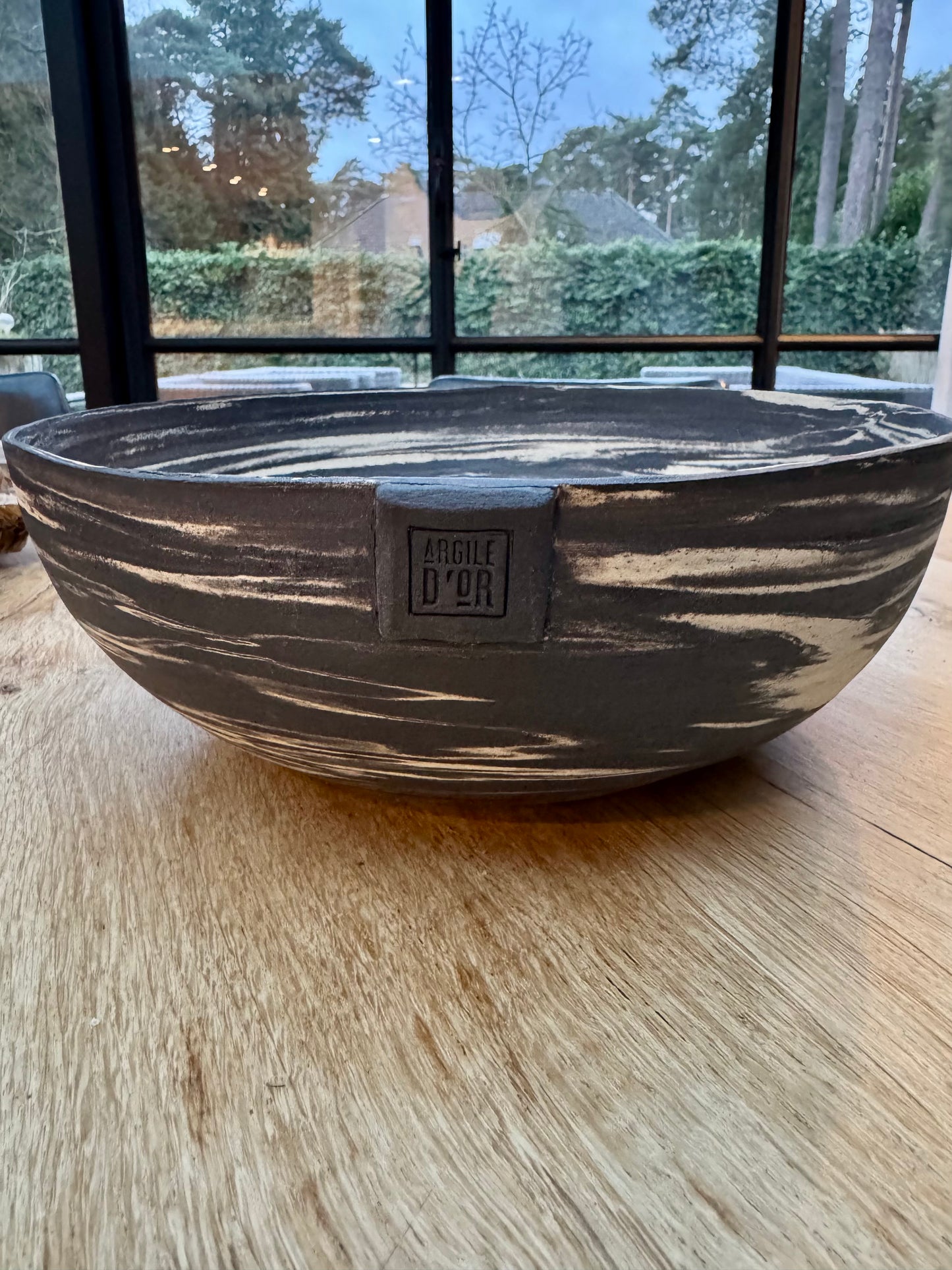 Handgemaakte marmerklei schaal - 28 cm